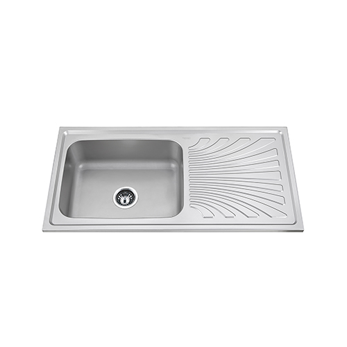 WL-10050RA High Capacity Single Satin Finish Bowl Kitchen Sink With Drainboard